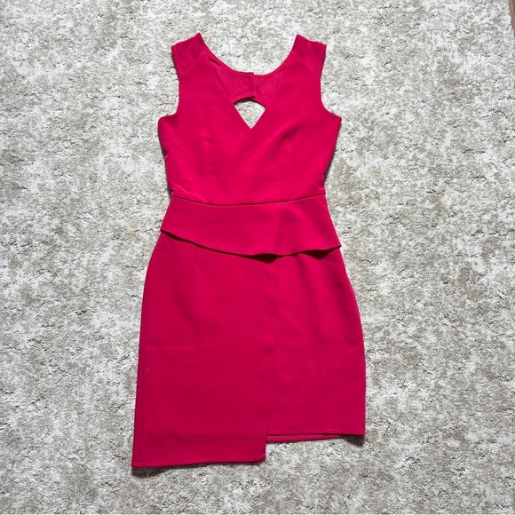 Arynk Pink Asymmetrical Ruffled Cocktail Dress - Picture 1 of 7